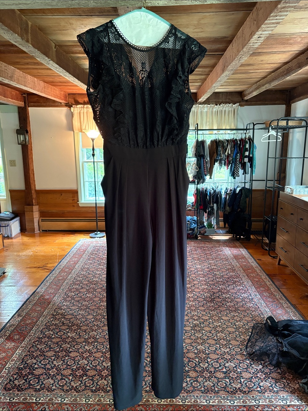 julia jordan Black Lace Top Jumpsuit